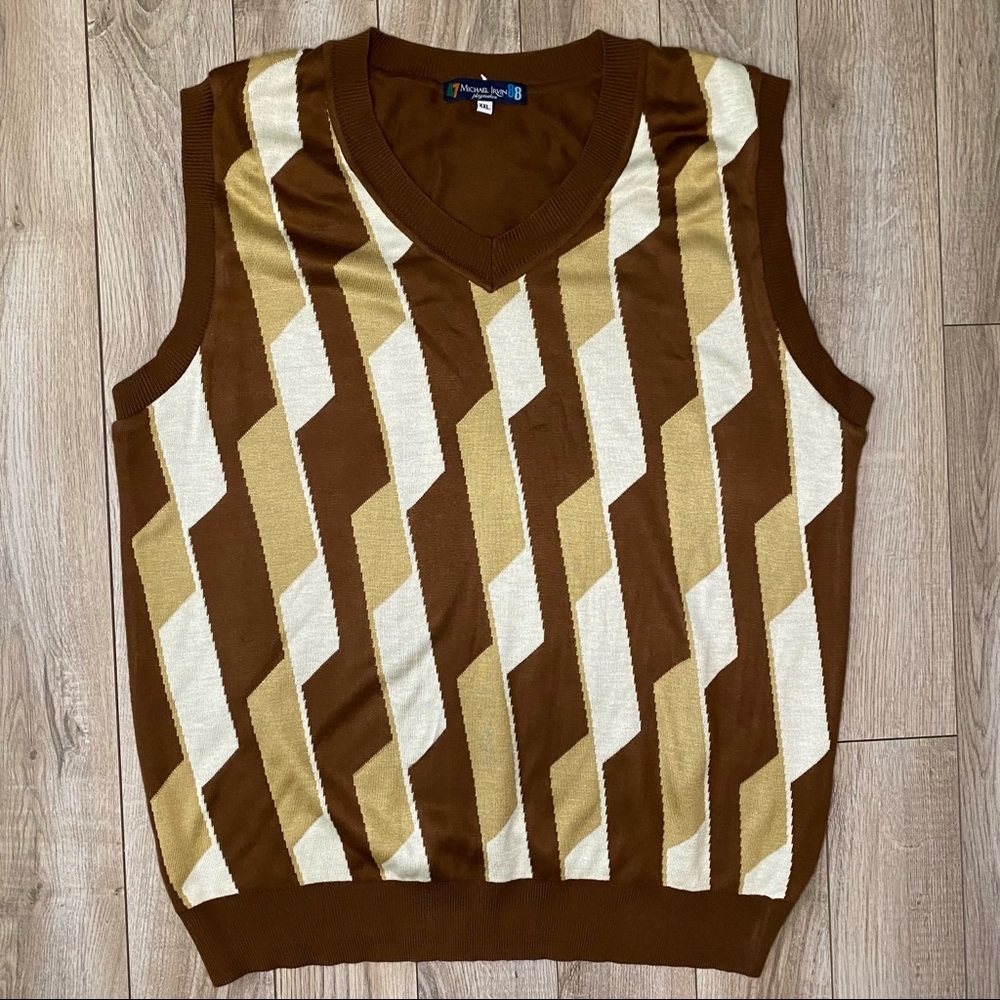 Michael Irvin Playmaker Brown Sweater V-Neck Golf Vest
